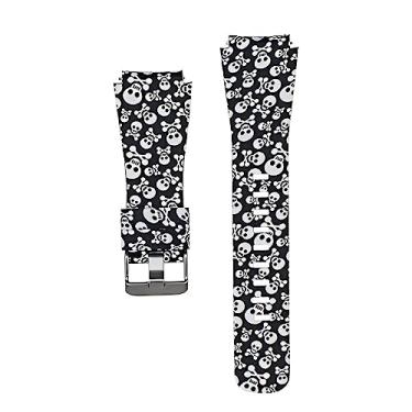 Imagem de Nandos-Store - Pulseiras de Rajadas Silicone 22mm compatível com Galaxy Watch 3 45mm - Galaxy Watch 46mm - Gear S3 Frontier - Amazfit GTR 47mm - Amazfit GTR 2 / GTR 3 / GTR 4 (22mm, Caveira)