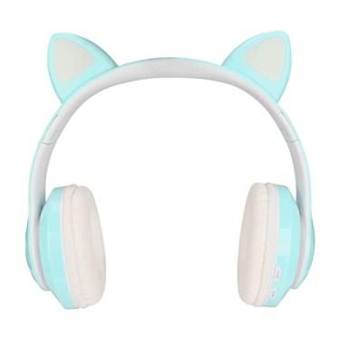 Imagem de GLOGLOW Fones de ouvido, orelhas de gato 20 Hz a 20 KHz fones de ouvido infantis dobráveis para crianças (verde água)