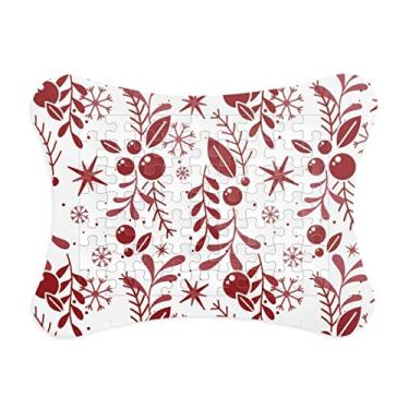 Imagem de Decoração de Natal, vermelho, branco, moldura de quebra-cabeça, decoração de imagem, ornamento de jogo de quebra-cabeça