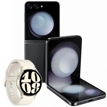 Imagem de Smartphone Samsung Galaxy Z Flip5 5G Grafite + Smartwatch Samsung Galaxy Watch6 BT 40mm Creme