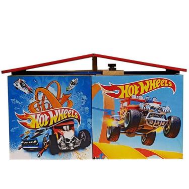 Imagem de Casa Maleta Postinho Hot Wheels Brinquedo Infantil Em Mdf