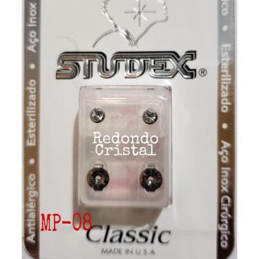 Imagem de Brinco Studex Classic 4Mm Bezel Cristal Medio Prata