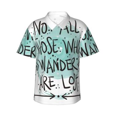 Imagem de Xiso Ver Camisa havaiana masculina manga curta casual camisa de praia casual de botão para festa de verão na praia, Not All Who Wander Are Lost1, GG