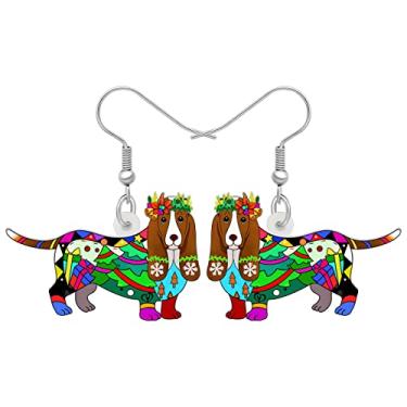 Imagem de DALANE Brincos de Natal de acrílico fofo buldogue francês, pingente, floco de neve, poodle, filhote, animais de estimação, joias para mulheres, meninas, crianças, amuletos de cães, Medium, Acrílico,