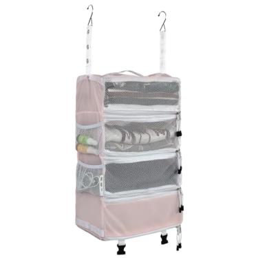 Imagem de Surblue Organizador de bagagem de viagem organizador de bagagem portátil organizador de armário de mala vários compartimentos organizadores de compressão dobrável prateleira de cubos de embalagem,