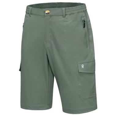 Imagem de Little Donkey Andy Bermuda cargo masculina de secagem rápida com 28 cm de stretch para caminhadas, golfe, prata, sálvia 2GG