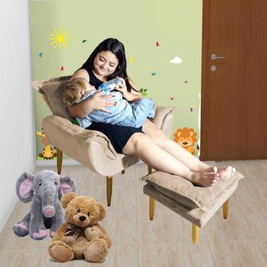 Imagem de Poltrona Puff Opala Amamentação Fixa E Confortável Tecido Suede Capuccino