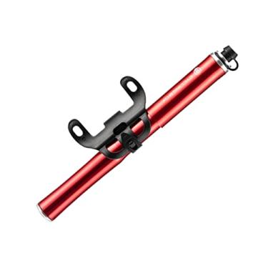 Imagem de bomba de bicicleta inflador de pneu Inflador de ar Insuflador de bicicleta portátil inflador manual mini bomba de ar corrente Liga de alumínio vermelho
