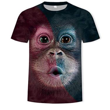 Imagem de Camisetas masculinas engraçadas com estampa de macaco plus size, camiseta de verão de 2024 gola redonda solta confortável camiseta casual de ioga para praia, 03 - multicolorido, M