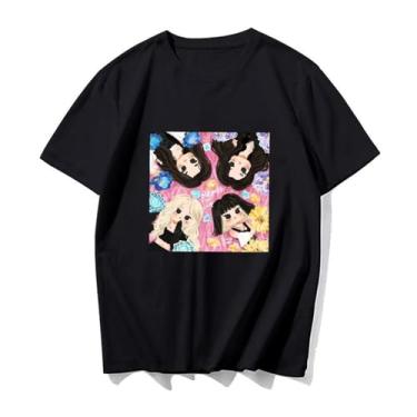 Imagem de Camiseta B-Link Ready for Love Solo Mv K-pop Support Camiseta Born Pink Contton gola redonda camisetas com desenho animado, Preto, 3G
