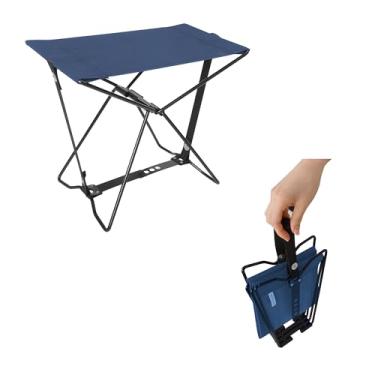 Imagem de TENPLAY – Banqueta compacta de acampamento, cadeira dobrável ajustável, revestimento impermeável Oxford 600D PVC/PE para viagens, caminhadas, pesca, churrasco. (azul)