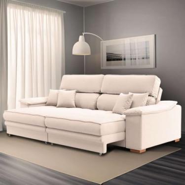 Imagem de Sofá 3 Lugares Retrátil e Reclinável Leonard Linho Cru