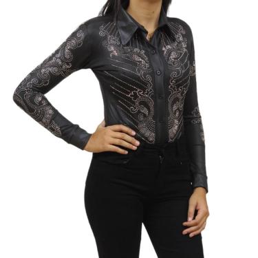 Imagem de Body Feminino Bordado com Strass Preto Country City 36650