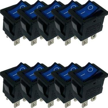 Imagem de Interruptor Chave Gangorra Liga Desliga Led Azul Kcd1-104N Kit 10 Peça