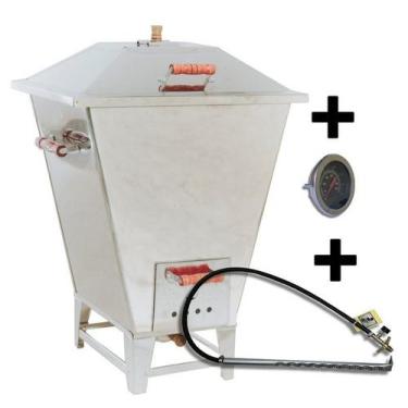 Imagem de Churrasqueira à Bafo G Inox Carvão + Kit Gás + Termômetro - CHURRASCOB