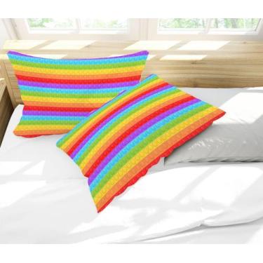 Imagem de Par de Fronhas Estampa Pop It Listras Coloridas - Core Decore