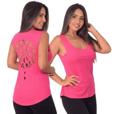 Imagem de CAMISETA FITNESS Feminina Regata de academia Blusa RECORTE A LASER MAN