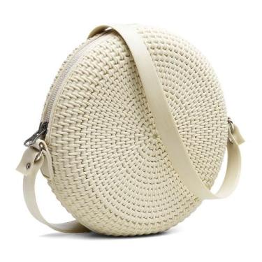 Imagem de Bolsa Pequena de Lado Redonda Feminina Transversal Quebeck VK, Creme
