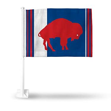Imagem de Rico Industries Bandeira de carro NFL Buffalo Bills retrô dupla face - 40,64 cm x 48,26 cm - haste forte que prende no carro/caminhão/automóvel