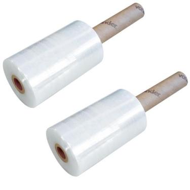 Imagem de Kit 2 filme stretch plastico empacotamento manual 150mm x 300m vonder