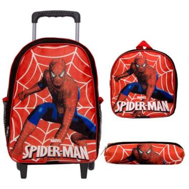 Imagem de Kit Mochila Infantil Tam G Spider Man Creche Passeio Rodinha - TOYS 2U