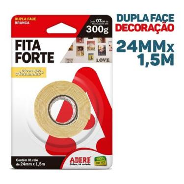 Imagem de Fita Dupla Face Espuma Branca Decoração Artesanato 24mmx1,5m Alta Fixa