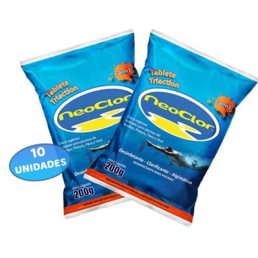 Imagem de Kit com 10 Tabletes De Cloro Tripla Ação Neoclor Pastilha Para Tratame