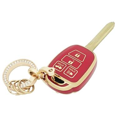 Imagem de Capa de chave para Toyota com chaveiro macio TPU para chave de carro protetor compatível com Camry Corolla RAV4 Highlander Avalon Corolla iM Venza Yaris (vermelho)