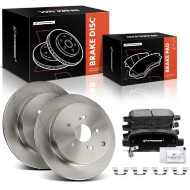 Imagem de A-Premium Rotores de freio a disco ventilados traseiros de 308 mm + kit de pastilhas de cerâmica compatíveis com modelos selecionados Suzuki - Grand Vitara 2009 2010 2011 2012 2013, conjunto de 6