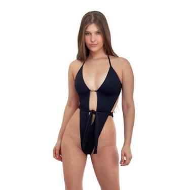 Imagem de Maiô Cavado Fio Dental Duplo De Amarrar - Estigma, Preto, P