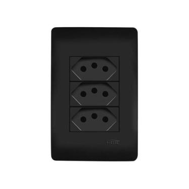 Imagem de Conjunto Fame Tomada Tripla 10A 2P+T Habitat, Preto