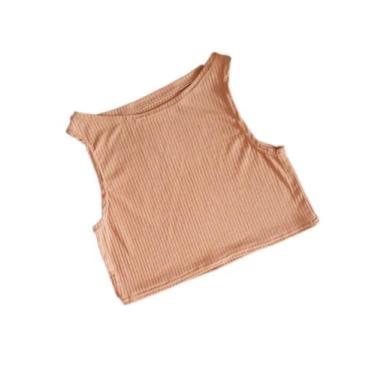 Imagem de Cropped regata básica lisa top sem bojo fitness - RAYS MODA, Bege, G