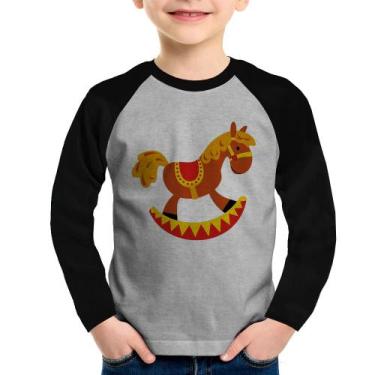 Imagem de Camiseta Raglan Infantil Cavalo Balanço Manga Longa - Foca na Moda, Ci
