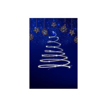 Imagem de Painel De Festa Vertical 1,50 x 2,20 - Natal Azul Árvore Efeito Brilho
