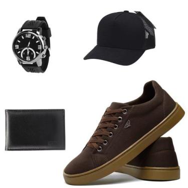 Imagem de Sapatenis Tenis Masculino Confortavel + Acessorios - REF, 41, Cafe