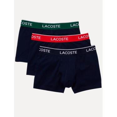 Imagem de Cuecas Lacoste Boxer Casual Jersey Red Color Signature Azul Marinho Pa