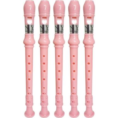 Imagem de Kit 5 Flautas Doce Germânica Rosa Claro FL 20G New York