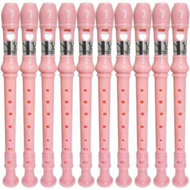 Imagem de Kit 10 Flautas Doce Germânica Rosa Claro FL 20G New York