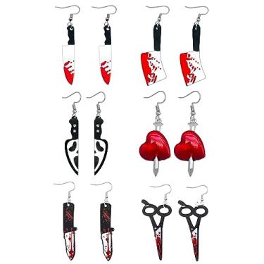 Imagem de MAQVQLU Brincos pendentes de faca de acrílico para mulheres, brincos góticos, punk, punhal, gota, pingente, brincos, joias de festa de Halloween, OUTROS