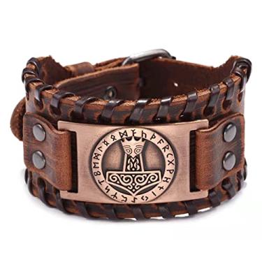 Imagem de TURTLEDOVE Pulseira Viking Nórdica Mjolnir - Pulseira Nórdica com Amuleto de Martelo de Thor - Joia Pagã Celta de Talismã, One Size, Sem Pedra Preciosa