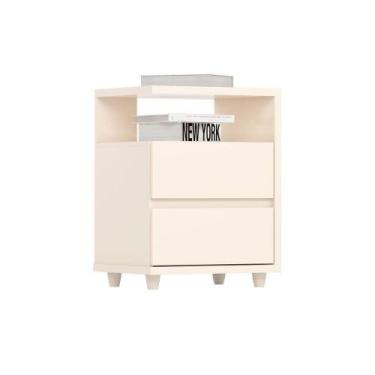 Imagem de Mesa Cabeceira Campeche c/ 2 Gavetas Off White - Henn