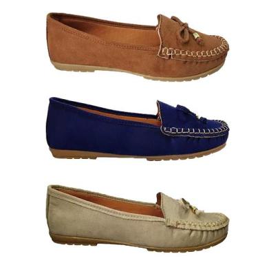 Imagem de KIT 3 Pares Sapatilha Mocassim Aloba Costurado à Mão Moda Pé 2, Creme,