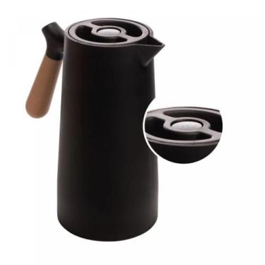 Imagem de Garrafa Térmica De Plástico Com Termômetro Preta Nórdica 1L - Wolff