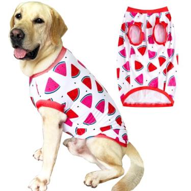 Imagem de Camiseta de cachorro sem mangas, estampa de frutas, colete macio, elástico, roupas de verão para cães grandes, meninos e meninas (grande, melancia)