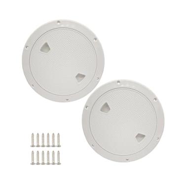 Imagem de Douzime 2 peças de escotilha de barco de 20,32 cm, placas de convés para barcos, tampa de escotilha de acesso, placa de convés aparafusável, placa de convés redonda, escotilhas de inspeção