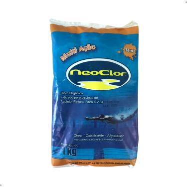 Imagem de Cloro Orgânico Granulado Multiação Clarificante Algistático Para Tratamento De Piscina De Azulejo Pintura Fibra Vinil Pacote 1kg Neoclor