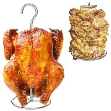 Imagem de Turkey Hanger with Stainless Steel Vertical Skewer, Poultry Hanger for a Whole Chicken, Turkey Holder Rack for Weber, Bronco, Pit Barrel, Green Egg Smoker, etc, Turkey Fryer and Smoker Accessories