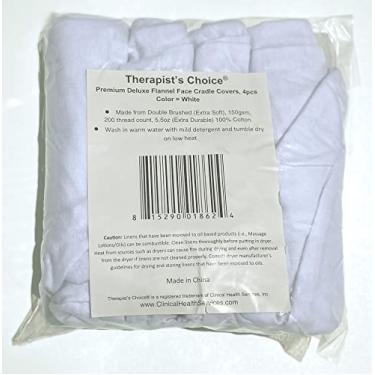 Imagem de Therapist's Choice® Capas de descanso de rosto de flanela premium, para almofadas de rosto de mesa de massagem, inclui 4 x capas de descanso de rosto ajustadas (capas brancas para descanso de rosto 4