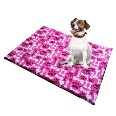 Imagem de Cama Colchonete P/Cães - Estampado. Capa Sai - M 70x50 - Impermeável Embaixo Tecido Confortavel (Médio, Patinhas rosa)