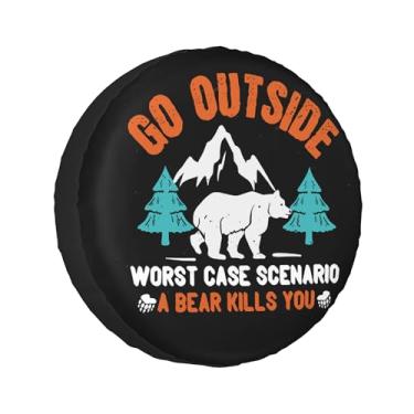 Imagem de kdkdua Vá para Fora Pior Cenário Um Urso Mata Você Capa para Pneu Sobressalente de Rv, Capa para Pneu Sobressalente de Campista, Capa para Pneu Sobressalente para Trailer de Rv, Pr(14 Polegadas Preto)